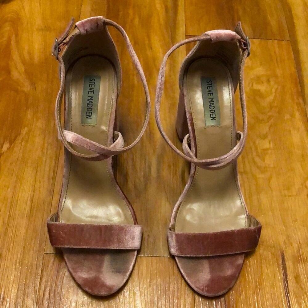 Steve Madden Sundaze Pink Velvet Heels Size 8.5